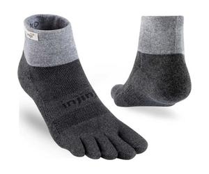 Injinji Men's Mid-Weight Trail Run Mini-Crew Toe Socks - Uk: 3.5-6.5, Graphite Grey