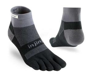 Injinji Mid-Weight Performance Run Mini-Crew Toe Socks - Uk: 12+, Black/graphite