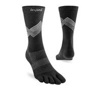Injinji Run Lightweight Crew Socks Black Size 44.5-47 for Running and Training with Optimal Comfort and Support