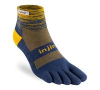 Injinji Men's Mid-Weight Trail Run Mini-Crew Toe Socks - Uk: 3.5-6.5, Moonlight Blue/gold