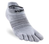 Injinji Women's Run Lightweight No-Show Socks, Gray, Small