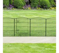 INJOPEXI Decorative Garden Fence - 6 Panels, 11.8ft L x 30in H, No Dig Animal Barrier with 5 Panels + 1 Gate, Rustproof Metal Wire Temporary Dog Fence Border for Patio & Outdoor Yard