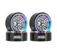 INJORA 1.3" Beadlock Wheel CNC Aluminium Rim for TRX4M SCX24 1/24 1/18 RC Crawler Car Upgrade,Rainbow Silver