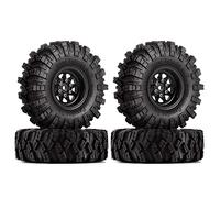 INJORA 1 RC Beadlock Wheel Mud Tires Set Deep Dish 1,0 Wheels Tires for Axial SCX24 FCX24 FCX18 Gladiator Deadbolt Bronco C10 JLU Upgrade Parts RC Crawler Car,Black