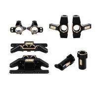 INJORA Black Coating Brass Skid Plate Steering Knuckles C Hubs Axle Tubes for 1/24 RC Crawlers FMS FCX24M Upgrade