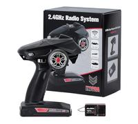 INJORA RC Transmitter 2.4GHz 6CH Controler and Receiver with Gyro Remote Inside Receiver for 1/8 1/10 RC Car Boat Tanks Crawler TRX4 SCX10(T6FG)