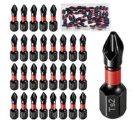 INJOYTEC 1 Inches #2 Phillips Power Driver Bits, Magnetic S2 Steel PH2 Screwdriver Bits Set with Tubes Package Diamond Coated Impact Phillips PH2 Magnetic Anti Slip Screwdriver Bit