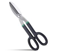 INJOYTEC 12 Inch Tin Snips - Flat Blade Heavy Duty Metal Cutters, Straight Shears, Combination Snip, Straight Pattern Tinner Snips with Comfort Grip