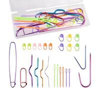 INJOYTEC 12pcs Knitting Stitch Holders and Cable Needles Set Various Cable Stitch Holders Knitting Needles Aluminum Crochet Tools for Sweaters Socks Yarn Sewing DIY Crafts