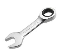 INJOYTEC 17mm Stubby Ratchet Box Ended and Open End Spanner Tool - 72 Tooth Box and Open End Spanner, Anti-Slip Flexible Head, Heat-Treated CR-V Steel Works on Stripped and Rounded Bolts