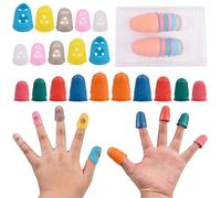 INJOYTEC 20 Pieces Rubber Finger Tips Guard 2 Styles 5 Sizes Silicone Thimble Finger Pads Grips Assorted Colors Protector for Sorting Task Embroidery Paperwork Carving Sewing Money Counting Guitar