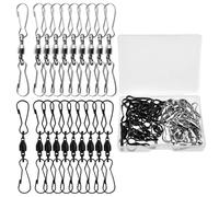 INJOYTEC 20PCS Dual Swivel Clip Wind Spinner Hooks, Stainless Steel 360 Degree Rotating Windsock Clips Suitable for Spinning Windsocks, Kites, Flower Pots, Bird Feeders, Flags(Black, Sliver)