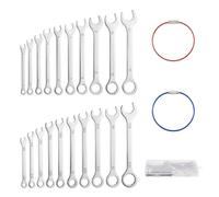 INJOYTEC 20Pcs Ultra-Thin Metric & SAE Mini Combination Wrench Set - 4mm-11mm & 5/32"-7/16" Stainless Steel Open & Box End Wrenches with 2 Pcs Rubber-Coated Steel Cable Lock & Storage Case