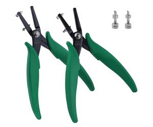 INJOYTEC 2pcs Metal Hole Punch Pliers Set 1.5mm and 1.8mm Diameter Round Hole Punch Plier for Metal Jewelry Pliers Craft Beading Hobby with 2 needle (Green)