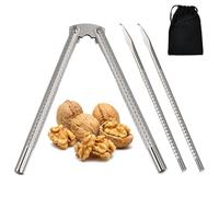 INJOYTEC 3 PCS Nut Cracker Set Stainless Steel Nuts Cracker Set Nut Cracker with Picks Crab Crackers and Tools for Seafood Nuts Silver