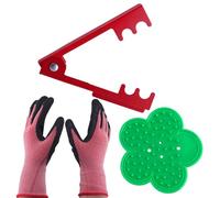 INJOYTEC 3PCS Professional Rose Leaf Thorn Stripper Kit Thorn Remover for Roses Thorn Remover Leaf Stripping Remover Tool and Garden Gloves for Gardening Flower Arrangement Red and Green