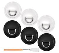 INJOYTEC 6 Pack Stainless Steel D Rings PVC Patch Paddle Board D Rings D-Ring Patch Kit for PVC Inflatable Boats, Rafts, Kayaks, Canoes, Surfboards Water-Proof White, Black