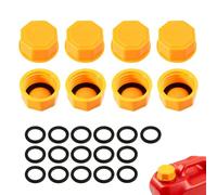 INJOYTEC 8 PCS Gas Can Caps, Replacement for Gas Can Lids with 16 Pack Seal Gasket, Universal Coarse Thread Cap for Gasoline, Fits 5-20L Plastic & Metal Cans, Portable Tank Lid