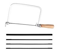 INJOYTEC Coping Saw Coping Frame and 5 Replacement Blades Set Hardwood Handle Woodworking U-Shaped Fret Saw Mini Hand Frame for DIY Engraving Wood Plastic PVC Aluminum Cutting and Outdoor Use