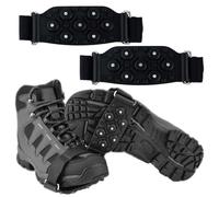 INJOYTEC Crampon Traction Cleats Anti-Skid Traction Grips Ice Cleats for Shoes and Boots Crampon with Adjustable Straps 7 Point Cleats for Secure Grip Anti Slip Crampons for Walking Hiking Black