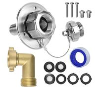 INJOYTEC Metal RV Water Inlet with Check Valve, Water Inlet Replacement 90° Solid Brass Hose Elbow 1/2" NPT Thread and 3/4" GHT Quick Hose Connector Comes with Tape and Screws for RV Camper Motorhome