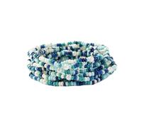 INK + ALLOY 10-Strand Stacking Beaded Bracelets for Women - Mixed Patterns Bracelet Stack - Adjustable Stretch Fit - Handmade Boho Bracelets for Women - Perfect for Any Occasion (Blue)