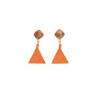 INK+ALLOY Beaded Boho Earrings, Celia Small Triangle Drop Earrings with Semi-Precious Stone Post, Hypoallergenic Handmade Jewelry for the Modern Bohemian, 1.22-Inch Length, Glass, No Gemstone