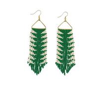 INK+ALLOY Beaded Boho Earrings for Women Dangling, Emilie Long Fringe Seed Bead Statement Earrings, Hypoallergenic Handmade Jewelry for the Modern Bohemian, 4.5-Inch, Glass, No Gemstone