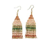 INK+ALLOY Beaded Earrings for Women Dangling, Lexie Fringe Colorful Stripes Seed Bead Tassel Boho Earrings, Handmade Jewelry for the Modern Bohemian, 3.25", Glass, No Gemstone