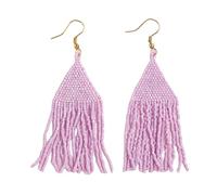 INK+ALLOY Beaded Earrings for Women Dangling, Lexie Medium Fringe Colorful Seed Bead Tassel Boho Earrings, Hypoallergenic Handmade Jewelry for the Modern Bohemian, 3.25-Inch Length, L, Glass, No