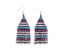 INK+ALLOY Beaded Earrings for Women Dangling, Lexie Medium Fringe Colorful Stripes Seed Bead Tassel Boho Earrings, Handmade Jewelry for the Modern Bohemian, 3.25-Inch Length, L, Glass, No Gemstone