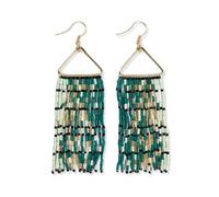 INK + ALLOY Beaded Earrings for Women, Patricia Boho Luxe Seed Bead Fringe Earrings with Gold Accents, Handmade Jewelry for the Modern Bohemian, 3.5-Inch L, Glass, No Gemstone