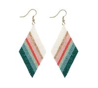 INK+ALLOY Boho Beaded Earrings for Women Dangling, Frida Large Diamond Shaped Drop Statement Earrings, Hypoallergenic Handmade Jewelry for the Modern Bohemian, 3.25-Inch Length, Large, Glass, No
