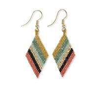 INK+ALLOY Boho Beaded Earrings for Women Dangling, Zelda Diamond Shaped Drop Statement Earrings, Hypoallergenic Handmade Jewelry for the Modern Bohemian, 2.18-Inch Length, Glass, No Gemstone