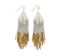 INK+ALLOY Claire Ombre Mixed Metallic 4.25-Inch Beaded Fringe Luxe Earrings Handmade Jewelry for the Modern Bohemian (St. Mortiz)