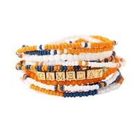 INK + ALLOY Game Day Bracelet Stacks, Beaded Bracelets for Football Gameday Outfits, Handmade Jewelry for College Students, Teachers, Football Moms, Set of 11, One Size, Glass, no gemstone