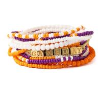INK + ALLOY Game Day Bracelet Stacks, Beaded Bracelets for Football Gameday Outfits, Handmade Jewelry for College Students, Teachers, Football Moms, Set of 11, One Size, Glass, no gemstone