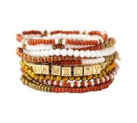 INK + ALLOY Game Day Bracelet Stacks, Beaded Bracelets for Football Gameday Outfits, Handmade Jewelry for College Students, Teachers, Football Moms, Set of 11, One Size, Glass, no gemstone