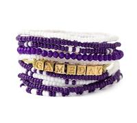 INK + ALLOY Game Day Bracelet Stacks, Beaded Bracelets for Football Gameday Outfits, Handmade Jewelry for College Students, Teachers, Football Moms, Set of 11, One Size, Glass, no gemstone