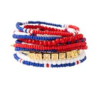 INK + ALLOY Game Day Bracelet Stacks, Beaded Bracelets for Football Gameday Outfits, Handmade Jewelry for College Students, Teachers, Football Moms, Set of 11, One Size, Glass, no gemstone
