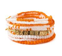 INK + ALLOY Game Day Bracelet Stacks, Beaded Bracelets for Football Gameday Outfits, Handmade Jewelry for College Students, Teachers, Football Moms, Set of 11, One Size, Glass, no gemstone