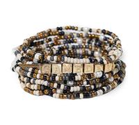 INK + ALLOY Game Day Bracelet Stacks, Beaded Bracelets for Football Gameday Outfits, Handmade Jewelry for College Students, Teachers, Football Moms, Set of 11, One Size, Glass, no gemstone