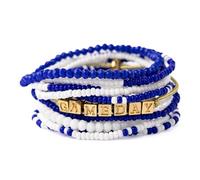 INK + ALLOY Game Day Bracelet Stacks, Beaded Bracelets for Football Gameday Outfits, Handmade Jewelry for College Students, Teachers, Football Moms, Set of 11, One Size, Glass, no gemstone
