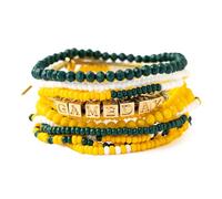 INK + ALLOY Game Day Bracelet Stacks, Beaded Bracelets for Football Gameday Outfits, Handmade Jewelry for College Students, Teachers, Football Moms, Set of 11, One Size, Glass, no gemstone