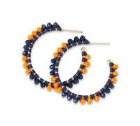 INK + ALLOY Game Day Crystal Threaded Bead Hoop Earrings - Handcrafted Statement Hoops for Sports Moms & Fans - Lightweight, Sparkling Style - Perfect for Gameday, Glass, No Gemstone