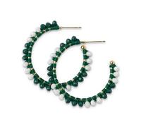 INK + ALLOY Game Day Crystal Threaded Bead Hoop Earrings - Handcrafted Statement Hoops for Sports Moms & Fans - Lightweight, Sparkling Style - Perfect for Gameday, Glass, No Gemstone