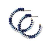 INK + ALLOY Game Day Crystal Threaded Bead Hoop Earrings - Handcrafted Statement Hoops for Sports Moms & Fans - Lightweight, Sparkling Style - Perfect for Gameday, Glass, No Gemstone