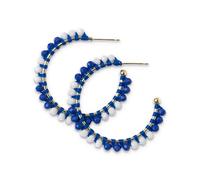 INK + ALLOY Game Day Crystal Threaded Bead Hoop Earrings - Handcrafted Statement Hoops for Sports Moms & Fans - Lightweight, Sparkling Style - Perfect for Gameday, Glass, No Gemstone