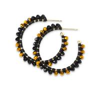 INK + ALLOY Game Day Crystal Threaded Bead Hoop Earrings - Handcrafted Statement Hoops for Sports Moms & Fans - Lightweight, Sparkling Style - Perfect for Gameday, Glass, No Gemstone
