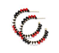 INK + ALLOY Game Day Crystal Threaded Bead Hoop Earrings - Handcrafted Statement Hoops for Sports Moms & Fans - Lightweight, Sparkling Style - Perfect for Gameday, Glass, No Gemstone